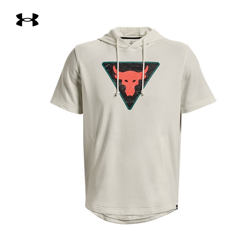 安德瑪Project Rock強(qiáng)森男子連帽訓(xùn)練運(yùn)動短袖T恤1378019-130