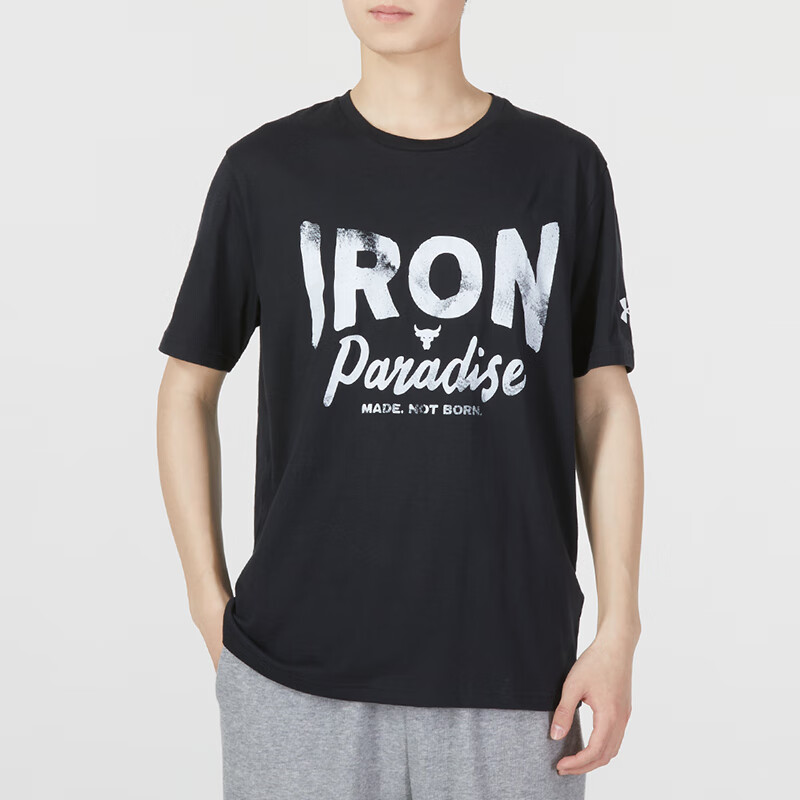 安德瑪男裝T恤Project Rock強森男子訓練運動透氣短袖T恤 1370483-001