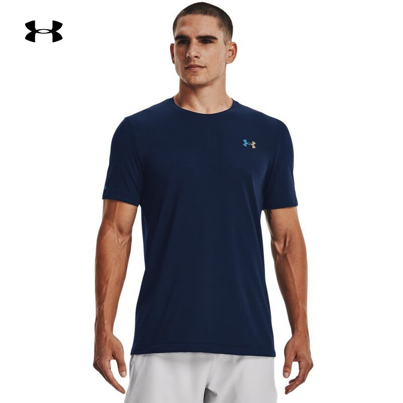 安德瑪健身訓練運動短袖輕盈透氣圓領(lǐng)T恤1370441-408