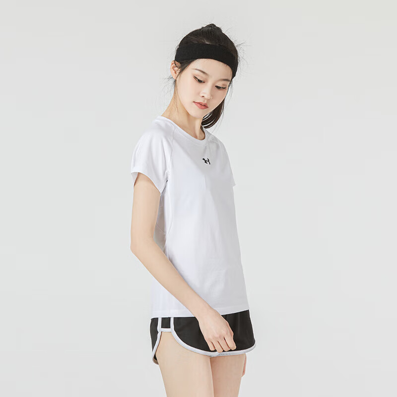 安德瑪女裝運動服健身訓練潮流時尚舒適透氣圓領(lǐng)短袖T恤 22500523-100