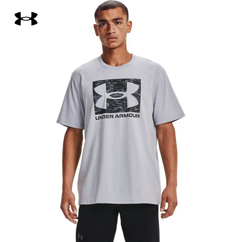 安德瑪男子迷彩圖案休閑運動短袖寬松半袖T恤1361673-011