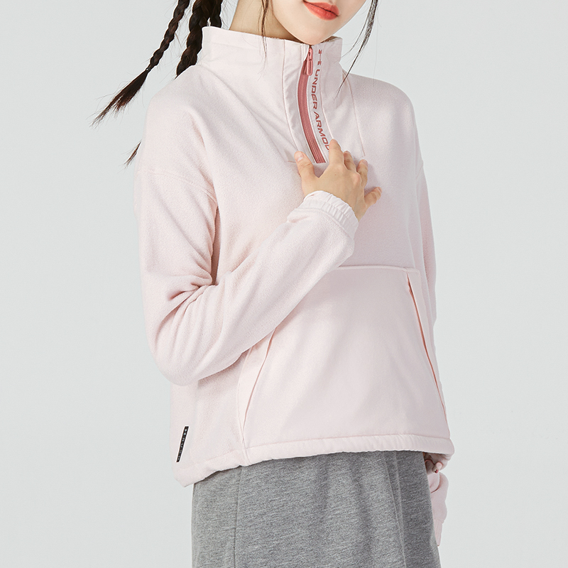 安德瑪女裝上衣 抓絨運動服健身訓(xùn)練舒適長袖T恤衫 1365776-685