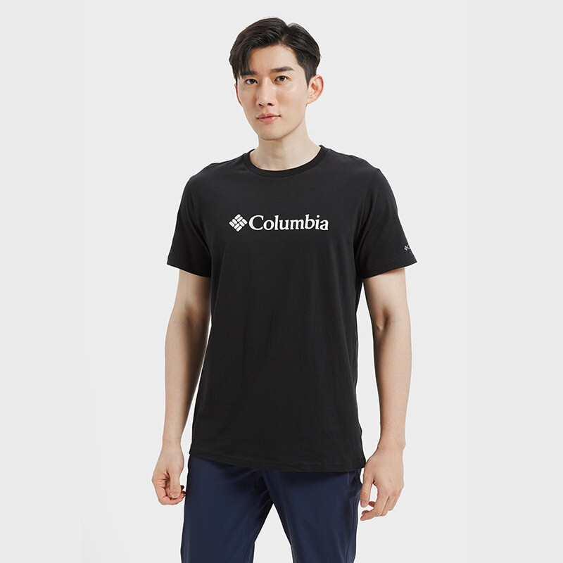 哥倫比亞短袖男 戶外跑步訓(xùn)練運動服透氣舒適休閑服圓領(lǐng)純棉T恤 JE1586010