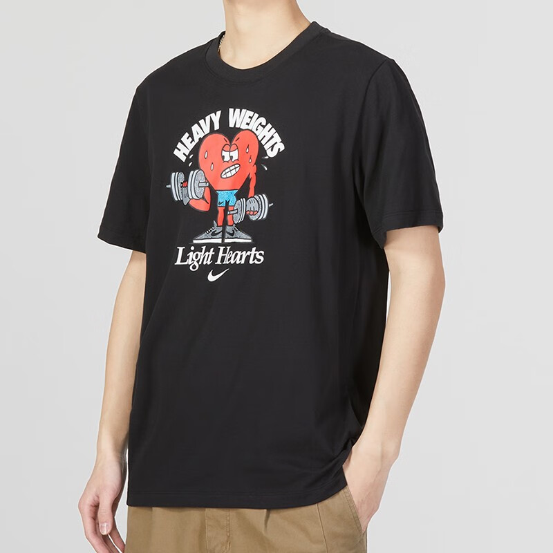 耐克上衣 男運動跑步卡通印花時尚短袖圓領T恤 黑色DZ2744-010