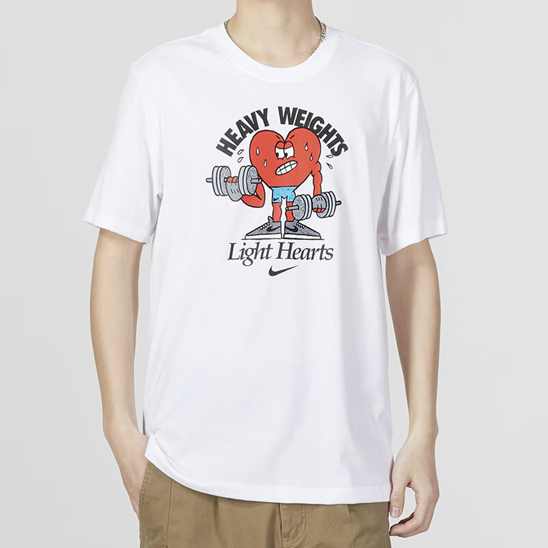 耐克上衣 男運動跑步卡通印花時尚短袖圓領T恤 白色DZ2744-100