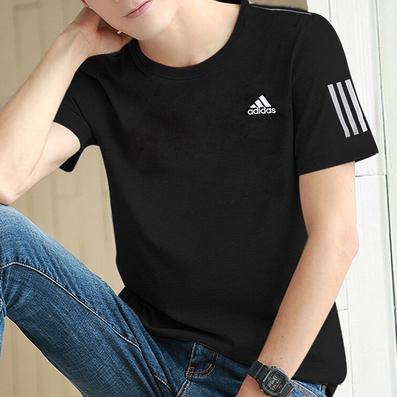 阿迪達斯 男裝短袖 運動服健身訓練半袖潮流快干透氣圓領休閑t恤衫 DU0859