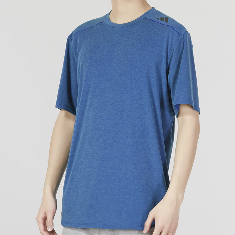 阿迪達斯短袖男裝  戶外運動服休閑跑步半袖訓練圓領透氣純棉T恤 HS7461