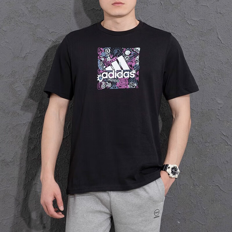 阿迪達斯短袖t恤男運動休閑服健身訓練棉質透氣圓領半袖上衣男 IB9427