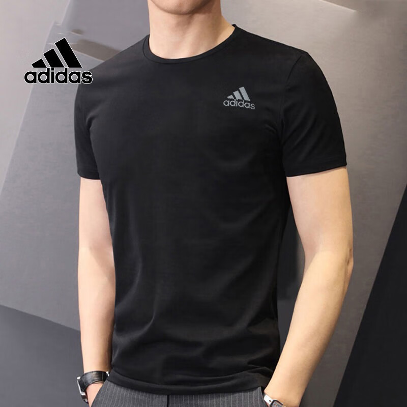 阿迪達斯男裝上衣跑步健身運動服休閑快干透氣圓領短袖T恤衫 H59885