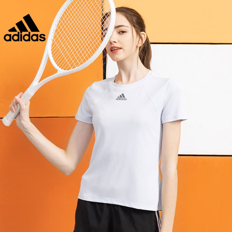 阿迪達(dá)斯 t恤女運(yùn)動(dòng)服健身瑜伽休閑透氣冰絲速干寬松圓領(lǐng)夏季短袖女 H20747