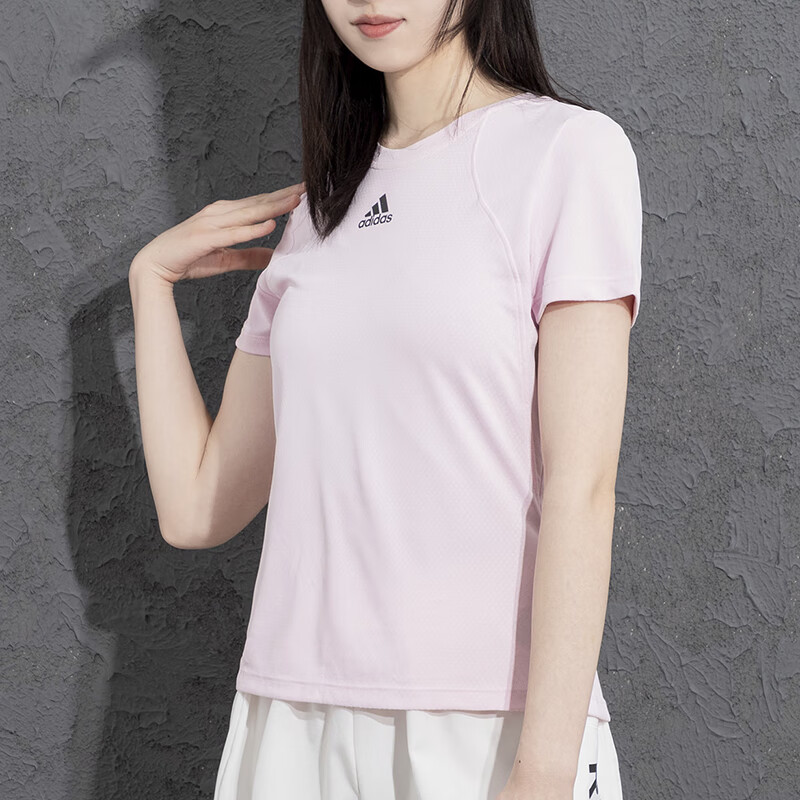 阿迪達(dá)斯 t恤女 運(yùn)動服健身訓(xùn)練短袖舒適透氣快干休閑半袖體恤 H20746