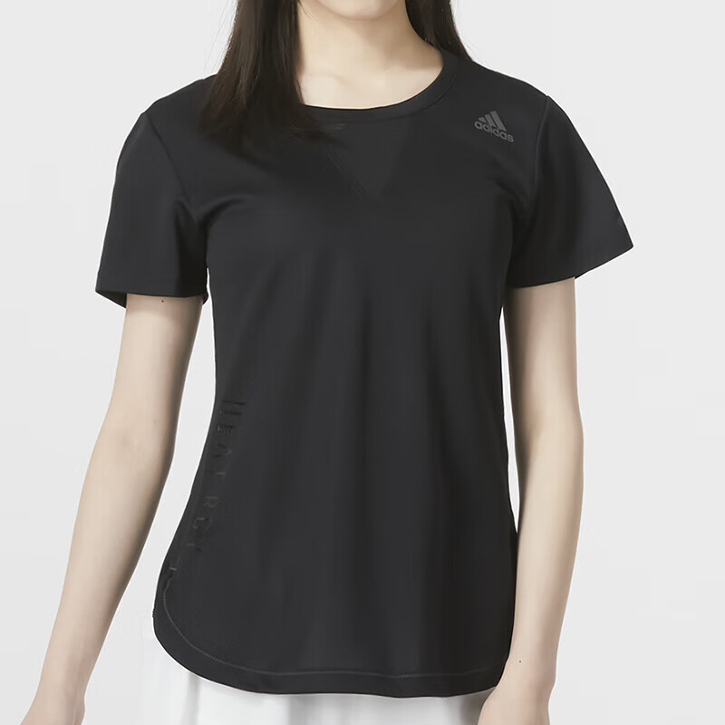 阿迪達(dá)斯 短袖女 運(yùn)動服跑步健身訓(xùn)練服快干透氣圓領(lǐng)短袖T恤 FK9615