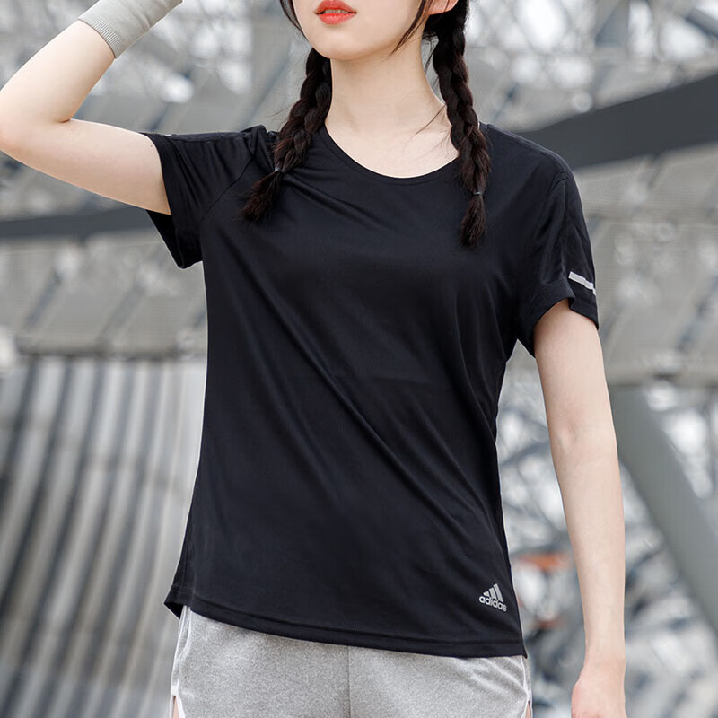 阿迪達(dá)斯T恤女運(yùn)動(dòng)服快干透氣短袖跑步健身訓(xùn)練服圓領(lǐng)半袖 FL7802