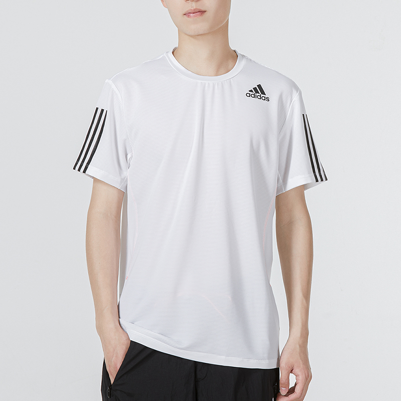 阿迪達(dá)斯短袖男跑步訓(xùn)練健身運動半袖休閑透氣圓領(lǐng)體恤快干T恤 H16877