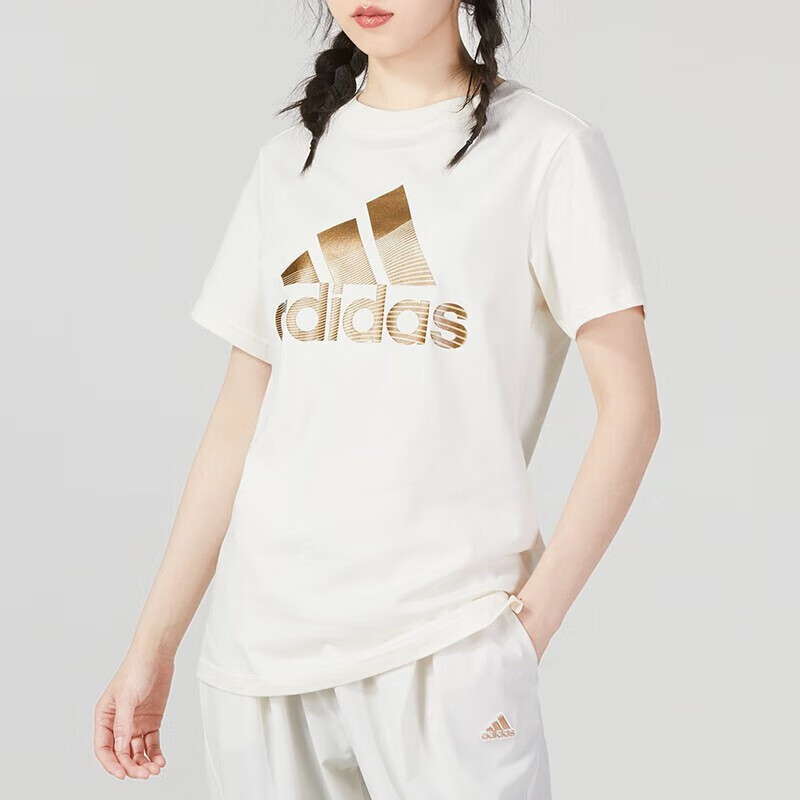 阿迪達(dá)斯短袖女 運動體恤顯瘦半袖休閑透氣上衣潮流百搭圓領(lǐng)t恤 HY2846