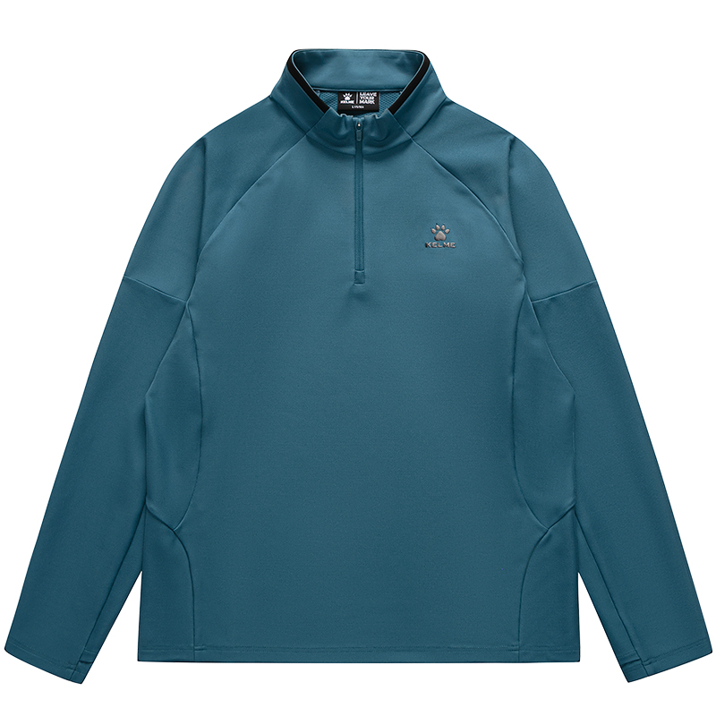 卡爾美足球訓(xùn)練長袖T半拉鏈針織運動套頭衫拇指扣衛(wèi)衣6233TX1006