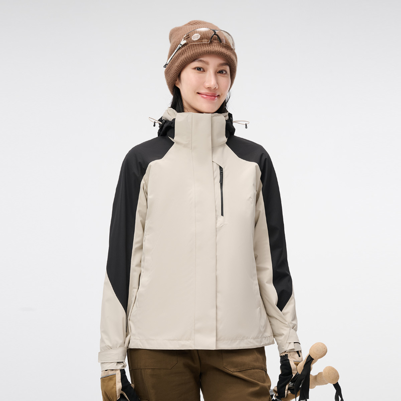 探路者沖鋒衣24秋冬女款戶外三合一抓絨可拆卸兩件套TAWWCM92863