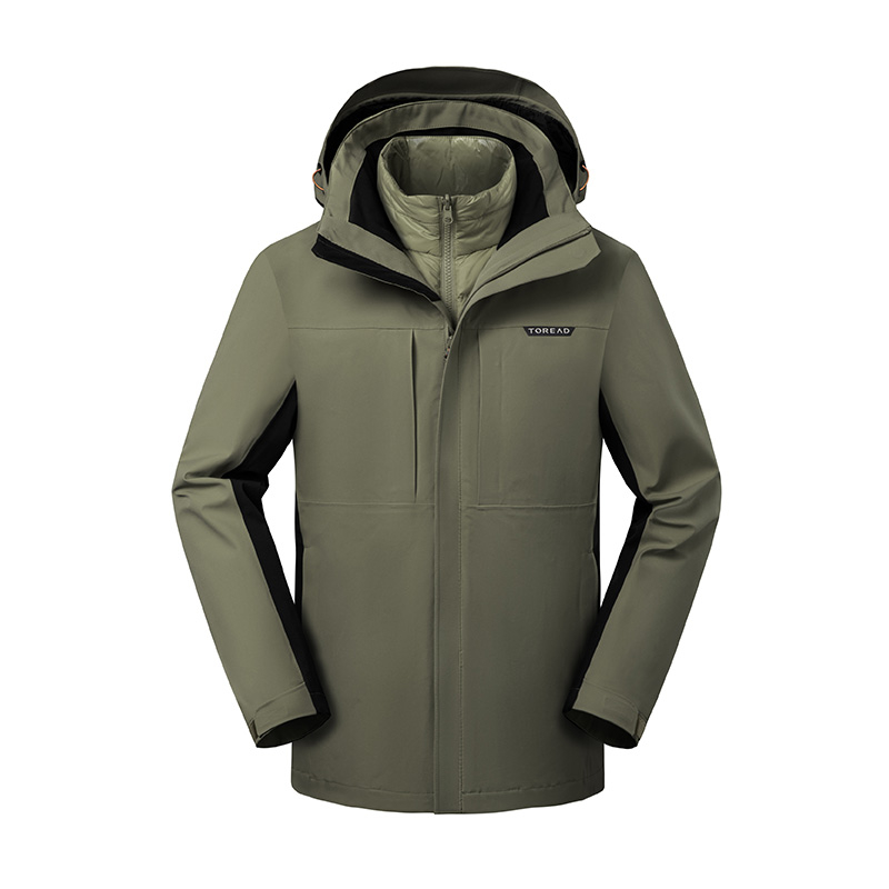 探路者沖鋒衣男女款23秋冬戶外三合一羽絨外套TAWWBL91320