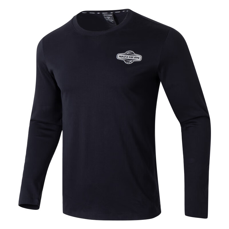 斯凱奇Skechers男裝 2024冬季新款運動服健身訓練舒適透氣休閑長袖T恤 L323M115-0018