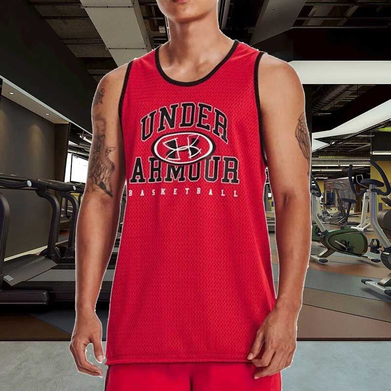 安德瑪U(kuò)A Baseline男士雙面背心籃球跑步運(yùn)動(dòng)無(wú)袖T恤1377310-600