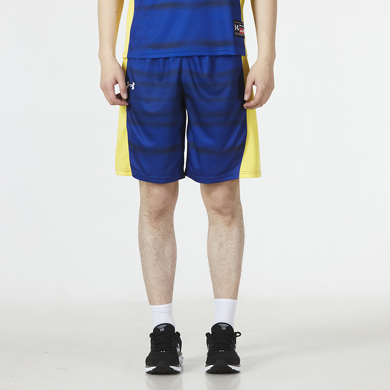 UA安德瑪男女籃球針織短褲寬松透氣時尚印花運動褲22500203-400