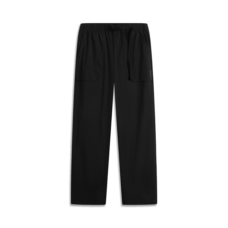 李寧運動服 運動時尚系列 男款親膚防潑水寬松直筒休閑運動長褲AYKUA15-1