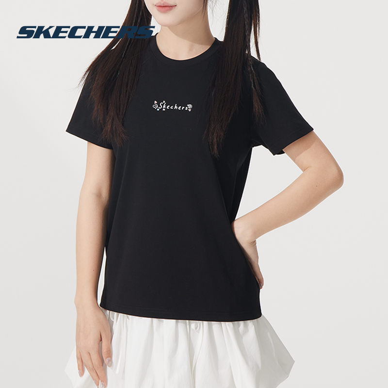 斯凱奇（Skechers）女裝 25夏季新款透氣親膚T恤戶外運(yùn)動(dòng)訓(xùn)練服P225W304-03K8