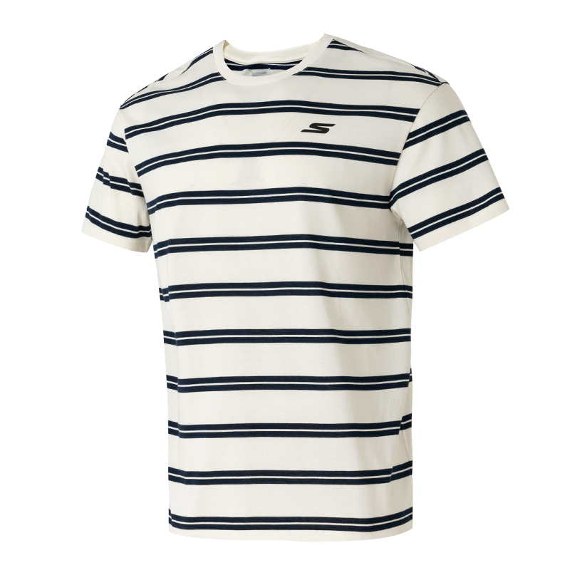 斯凱奇圓領(lǐng)T恤男裝女裝 25夏季新款條紋運(yùn)動(dòng)服情侶短袖P225U121-0019