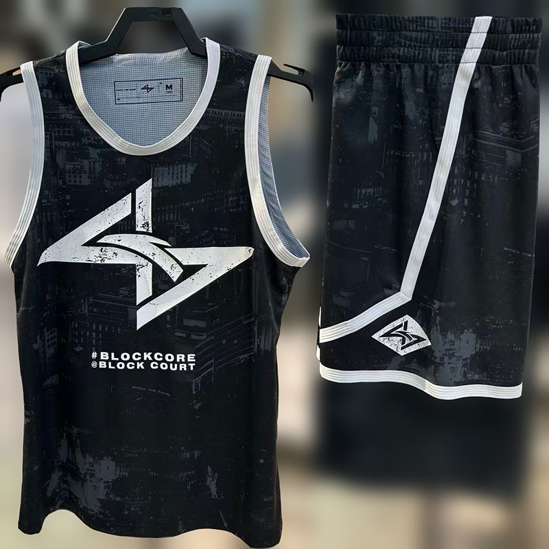 安踏SHOCK4丨籃球服比賽套裝男士夏季無袖背心運動短褲152431201-5