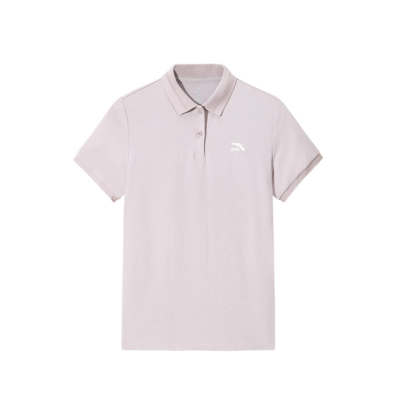 安踏休閑POLO衫短袖女2025夏季新款翻領(lǐng)t恤透氣運動上衣162528101-2