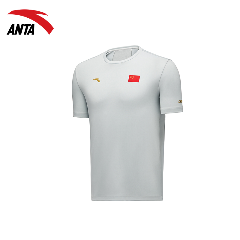 安踏2025贊助國家隊運動速干短袖夏季男國旗款圓領T恤452520101-1