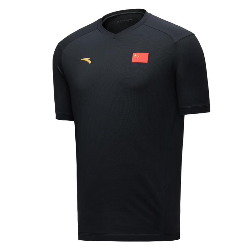 安踏短袖國家隊裝備國旗款男子冰膚速干透氣圓領運動T恤452520102-2