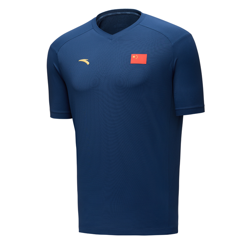 安踏短袖國家隊裝備國旗款女子冰膚速干透氣圓領(lǐng)運動T恤462520102-3