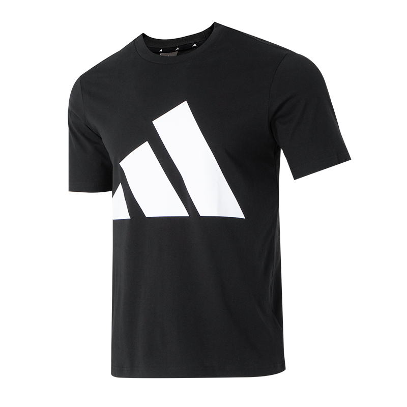 Adidas阿迪達斯男裝短袖半袖上衣圓領(lǐng)運動服黑色休閑T恤JE8945